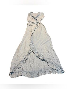Light Blue ~ Flowy ~Ruffle ~Wrap Around ~ Maxi Dress ~ Size Small ~ Style Envy
